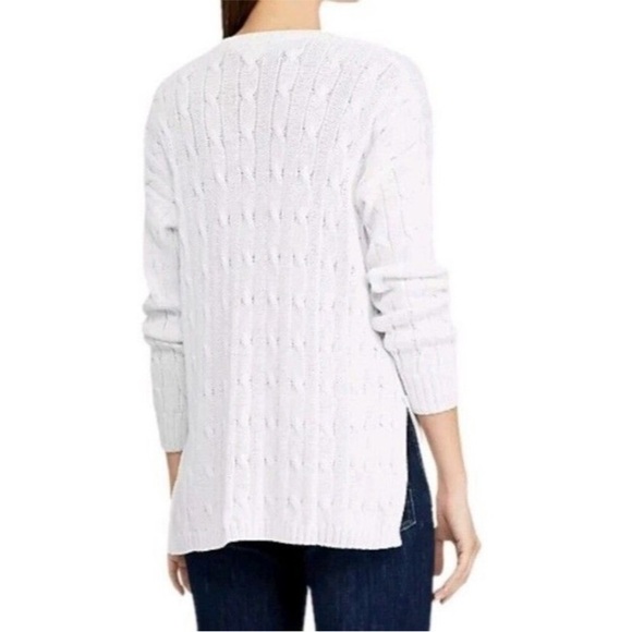 Polo Ralph Lauren Women's V-Neck White Cable Knit Cotton Sweater size X-Large - Picture 4 of 12